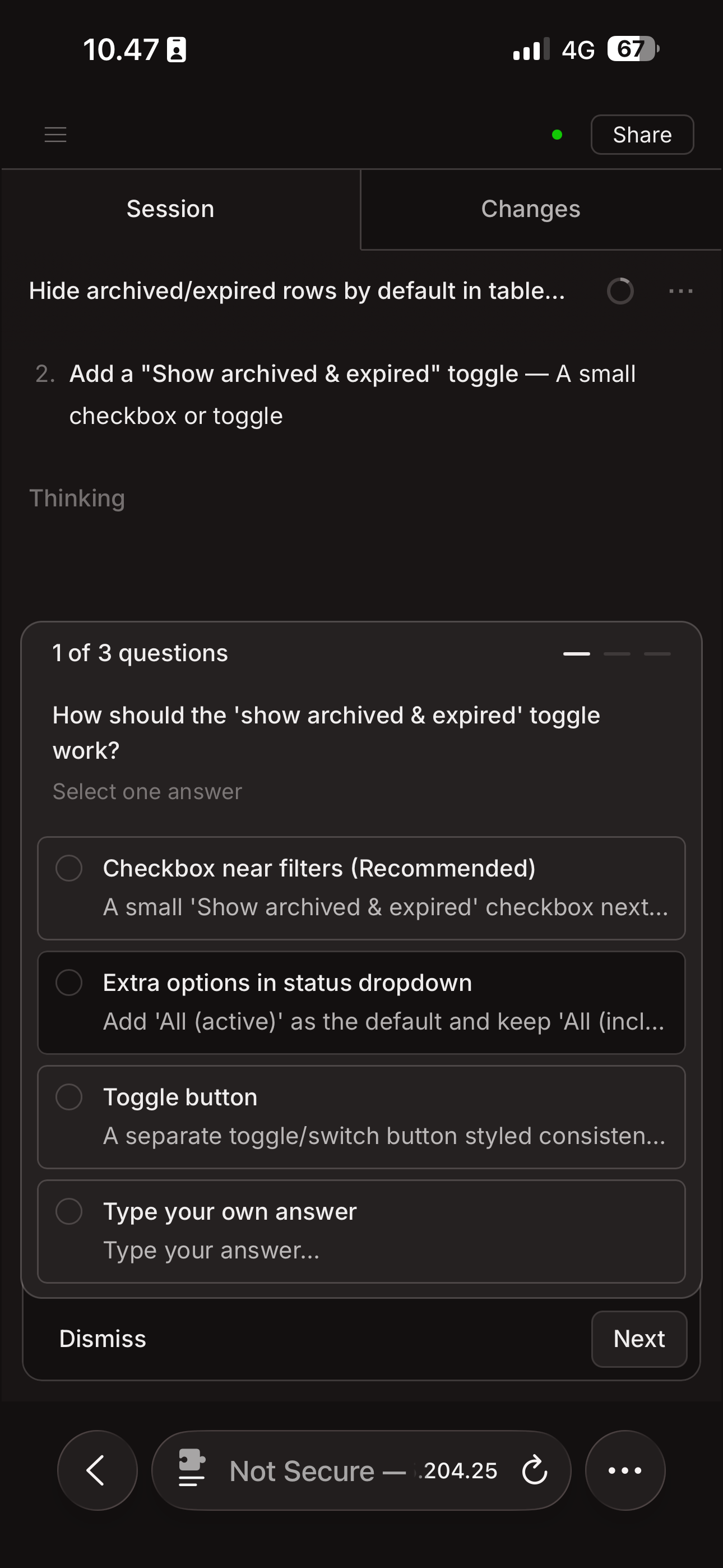 OpenCode Web on mobile via Tailscale